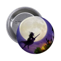 Lune de sorcière de Halloween pleine Badge