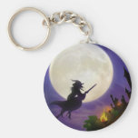 Lune de sorcière de Halloween pleine Porte-clé