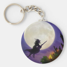 Lune de sorcière de Halloween pleine Porte-clé