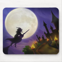 Lune de sorcière de Halloween pleine Tapis De Souris