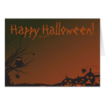 Lune et sorcière heureuses de Halloween Carte De Vœux