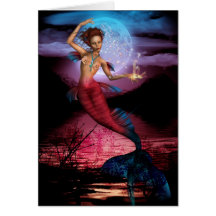 Lune magique de sirène cartes de vœux