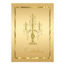 Lustre baroque fleuri debout d'or cartons d'invitation personnalisés