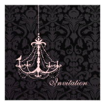 Lustre rose de PixDezines+Damassé de Flora Cartons D'invitation