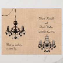 Lustre sur le programme de mariage de toile de jut prospectus avec motif