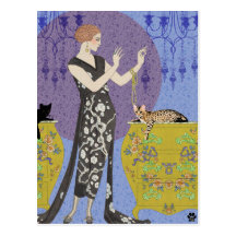Lydia et le Bengale dans jaune et le bleu Carte Postale