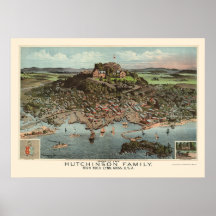 Lynn, carte panoramique de mA - 1881 Affiches