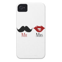 M. et Mme noirs de moustache de guidon Coques iPhone 4