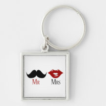 M. et Mme noirs de moustache de guidon Porte-clefs