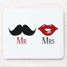 M. et Mme noirs de moustache de guidon Tapis De Souris