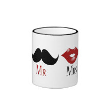 M. et Mme noirs de moustache de guidon Tasses À Café
