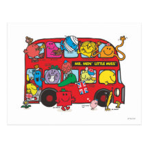 M. Men et petite Mlle Bus Carte Postale