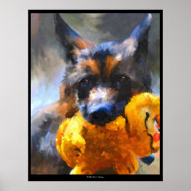 Ma copie jaune de beaux-arts de berger allemand d' poster