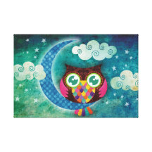 Ma toile enveloppée par hibou en croissant impressions sur toile