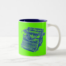 Machine à écrire vintage de bleu d'art de bruit tasse