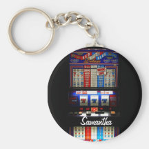 Machine à sous chanceuse personnalisée Keychain Porte-clés