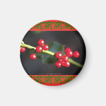 macro de baie de houx magnets pour réfrigérateur