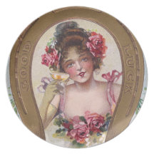 Madame avec année antique de Champagne la nouvelle Assiettes