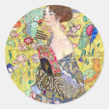 Madame avec la fan par Gustav Klimt, Japonism vint Autocollants