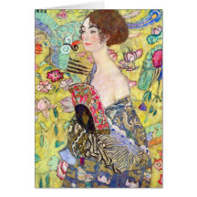 Madame avec la fan par Gustav Klimt, Japonism vint Carte De Vœux