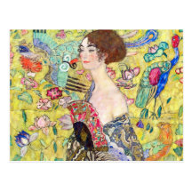 Madame avec la fan par Gustav Klimt, Japonism vint Cartes Postales