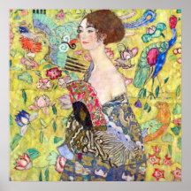 Madame avec la fan par Gustav Klimt, Japonism vint Posters