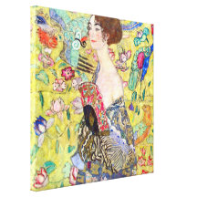 Madame avec la fan par Gustav Klimt, Japonism vint Toiles Tendues