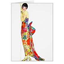 Madame d'art déco dans la robe formelle carte