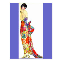 Madame d'art déco dans la robe formelle cartes postales