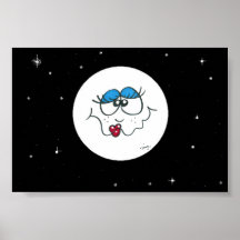 Madame drôle dans l'affiche de lune