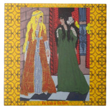 Madame et le lion carreau en céramique