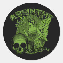 Madame féerique verte d'absinthe autocollants ronds