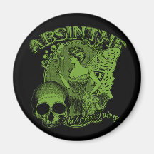 Madame féerique verte d'absinthe magnets pour réfrigérateur