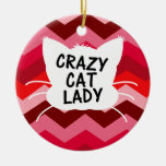 Madame folle de chat avec le motif rouge de Chevro Décorations Pour Sapins De Noël
