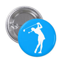 Madame Golfer Silhouette Button Blue Pin's