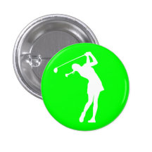 Madame Golfer Silhouette Button Green Badge