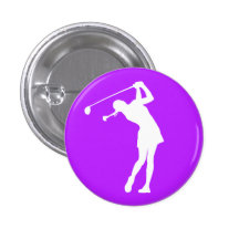 Madame Golfer Silhouette Button Purple Badge Avec Épingle