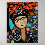 Madame mexicaine jour de chat de la peinture morte posters