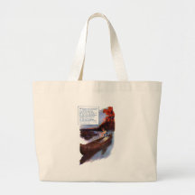 Madame Paddling Canoe Down Waterway Sacs Fourre-tout
