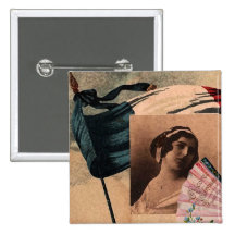 Madame romantique de drapeau de fan chic française badge