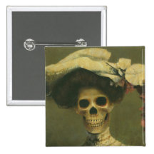 Madame squelettique gothique Button Pin's