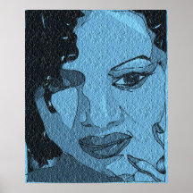 Madame texturisée bleue posters