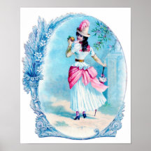 Madame victorienne dans la copie rose d'art posters