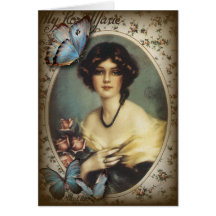 Madame vintage snob Fashion de Paris de papillon Carte De Vœux