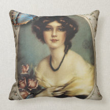 Madame vintage snob Fashion de Paris de papillon Coussin