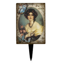 Madame vintage snob Fashion de Paris de papillon Pique À Gâteau
