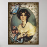 Madame vintage snob Fashion de Paris de papillon Posters