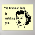 Madame Watching Postcards de grammaire Posters