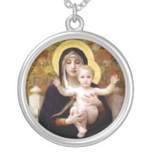 madona antique religieux de peinture avec l'enfant pendentif