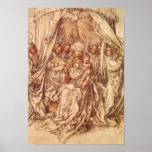 Madonna avec des anges sous un auvent par Durer Posters
